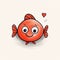 Adorable Cartoon Orange Fish With Heart Shaped Eyes