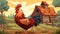 Adorable Cartoon Rooster on a Farm. Perfect for Children\\\'s Books and Illustrations.