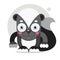 Adorable cartoon skunk sitting on a white background. Vector