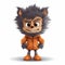 Adorable Cartoon Werewolf Character In Orange Jacket