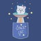 Adorable cat astronaut in a mysterious object ufo in pocket