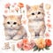 Adorable cat colorful design, painted with transparent watercolor, cuddly kitten, AI Generated