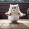 Adorable Cat's Failed Jump with Playful Clumsiness. Generative AI