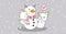 Adorable cats is hugging snowman