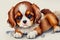 Adorable Cavalier King Charles Puppy Art