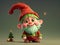 Adorable and charming christmas gnome 3D cartoon character With colorful fur