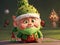 Adorable and charming christmas gnome 3D cartoon character With colorful fur