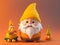 Adorable and charming christmas gnome 3D cartoon character With colorful fur