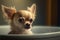 Adorable Chihuahua dog in a bath, vintage setting