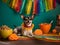 Adorable chihuahua dog with mexican food. Happy Cinco De Mayo fashion