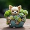 Adorable Chihuahua Pot Sculpture: A Joyful Celebration Of Nature