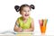 Adorable child drawing with colorful crayons and