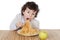 Adorable child hungry at the time of eating