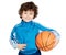 Adorable child playing the basketball