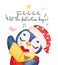 Adorable Christmas caroler Penguin Singing Festive Song. Delightful Watercolor Cartoon for Kids. Perfect for Cards, Invitations,