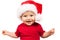 Adorable christmas child in a red hat