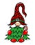 Adorable Christmas gnome with Christmas tree - gnome with candy cane.