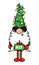 Adorable Christmas gnome tangled the christmas lights - gnome with nice word. Nordic magic dwarf