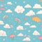 Adorable Cloudscape: Illustration of Cute Clouds in a Childlike and Playful Style, Sparking Whimsical Wonder AI-Generated