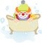 Adorable clown taking a bath