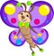 Adorable color kawaii drawing of a little butterfly, beautifully colored, for children`s book
