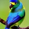 Adorable colorful exotic bird, fantasy like parrot, close-up cut of body ai Generated, generative AI, CGI graphics