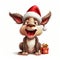 Adorable Crazy Donkey Christmas Illustration Clipart Isolated on White Background