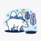 Adorable Curious Polar Bear At Winter Night Illustration