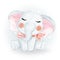 Adorable cute kawaii baby elephant watercolor illustration