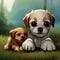 Adorable, cute puppies, pups, whelps, pugs, dogs, doggies, mammals, domestic animals and pets, image, photo - AI generated art