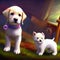 Adorable, cute puppies, pups, whelps, pugs, dogs, doggies, mammals, domestic animals and pets, image, photo - AI generated art, Ge