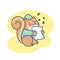 Adorable And Cute Sleeping Squirrel Doodle Illustration