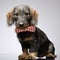 An adorable Dachshund wearing bow tie