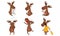 Adorable Deer Cartoon Character Engaged In Different Activities Vector Set