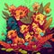 Adorable digital art depicts group of lion cubs discovering the wonders of the dense jungle., Made with Generative AI