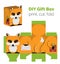 Adorable Do It Yourself DIY fox gift box with ears for sweets, candies, small presents.