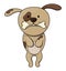 Adorable Dog Biting Bone Cartoon Color Illustration