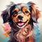 Adorable dog colorful design, painted with transparent watercolor, cuddly puppy, AI Generated