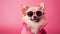 Adorable dog in a pink Barbie costume