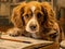 Adorable Dog Sitting at the Table and Locking Eyes with the Camera