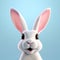 Adorable Easter bunny with big ears on light blue background