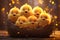 Adorable Easter chicks huddled together in a