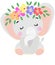 Adorable elephant with wreath floral on head