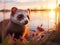 Adorable Encounter: The Enchanting Moment a Ferret Basks in a Lush Green Meadow