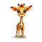 Adorable and Energetic Cartoon Baby Giraffe on a White Background. Generative AI