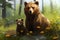 Adorable Family Bears - Mother Bear and Cub. Cartoon Illustration.