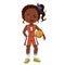 Adorable Fashionable Little African American Girl with Athletic Apparel and Basketball