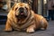 Adorable fatty dog brings cheer to the street with its lovable, pudgy appearance
