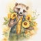 Adorable Ferret Dressed in Sunflower Design AI Generated