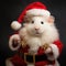 Adorable fluffy hamster Santa hat sitting Christmas present box lights photo new year poster